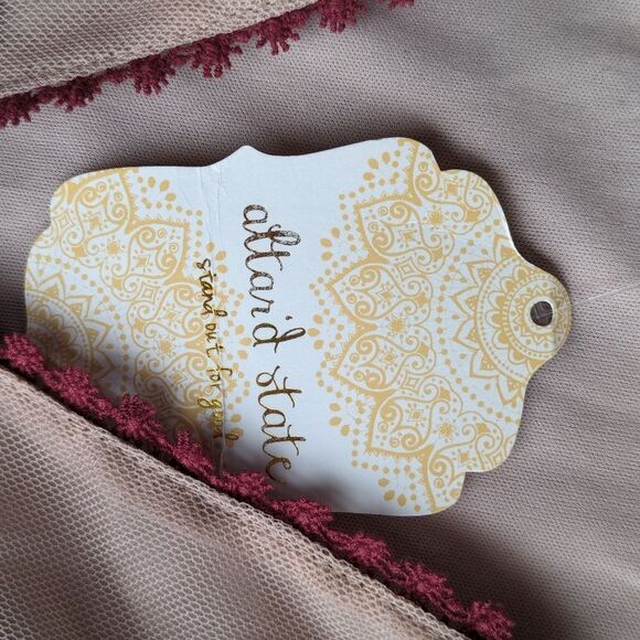 Altar'd State Y2K Embroidered Lace Mesh Floral Crop Top in Wine Sz M NWT - Picture 9 of 14